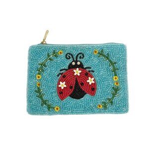 Tigerstars Ladybug Floral Seed Beaded Mini Pouch Bag